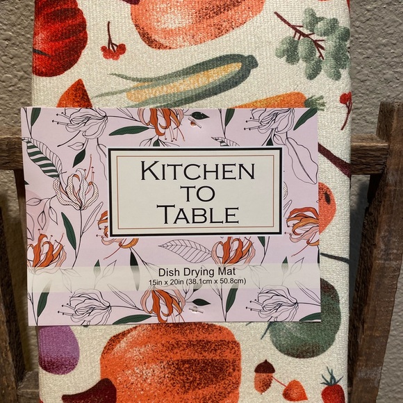 Farmhouse Dish Drying Mat, Vegtables Dish Drying Mat, Pumpkins Corncobs Eggplant - Picture 5 of 13